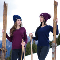Pull col V Kimola Flags & Cup Bleu marine