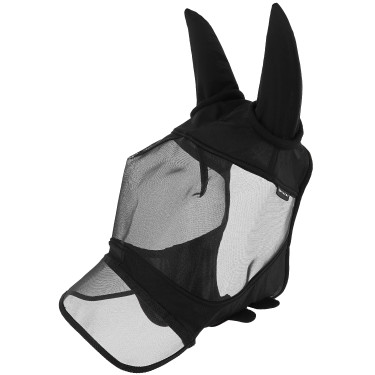 Maschera anti-mosche anti-UV Equithème Soft con naso Nero