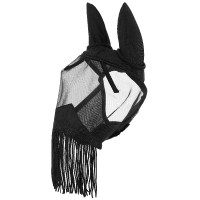 Maschera anti-mosche anti-UV Equithème con frange Nero