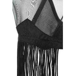 Maschera anti-mosche anti-UV Equithème con frange Nero