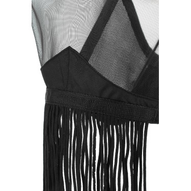 Maschera anti-mosche anti-UV Equithème con frange Nero