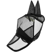Máscara anti-moscas anti-UV Equithème 2 en 1 Nero
