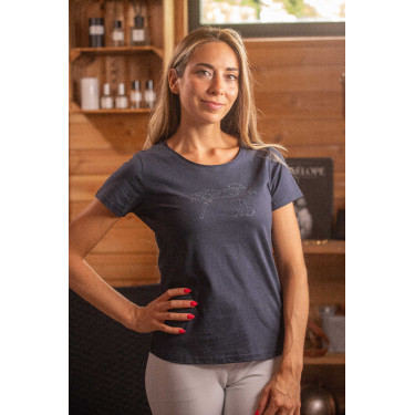 T-shirt Pénélope Iconic Strass Marina Blu marino
