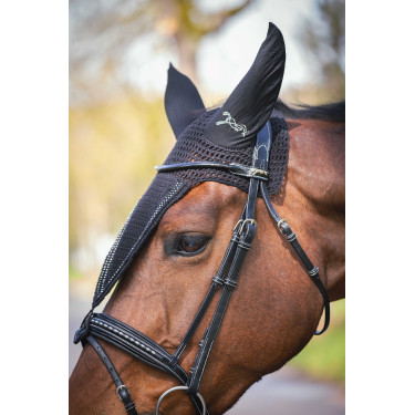 Cuffia lunga per cavalli Pénélope con strass Nero