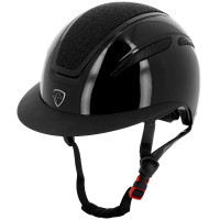 Casco Equithème Agris visiera larga Nero brillante celeste