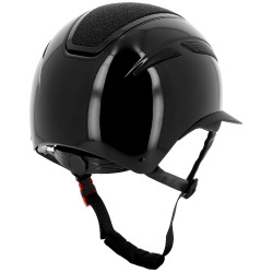 Casco Equithème Agris visiera larga Nero brillante celeste
