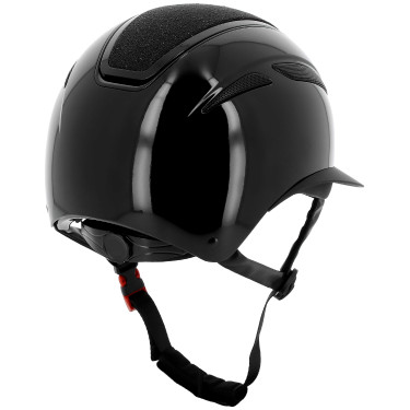 Casco Equithème Agris visiera larga Nero brillante celeste