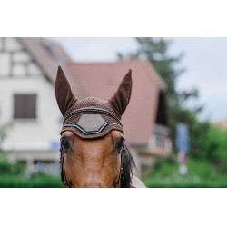 Cuffia anti-mosche Equithème Domino Rame Marrone