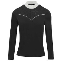 Polo Equithème Valencia a maniche lunghe Nero