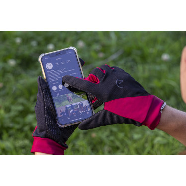 Guanti Equithème Knit digital Nero / prugna