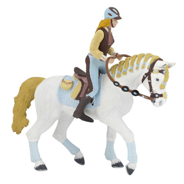Figura Cavallo della cavallerizza adulta Fashion blu Papo