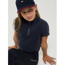 Polo da allenamento Palma Tommy Hilfiger Equestrian 1/4 Zip Young Rider a maniche corte Cielo del deserto Blu
