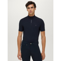 Polo da allenamento Rialto Tommy Hilfiger Equestrian 1/4 zip maniche corte uomo Cielo del deserto Blu