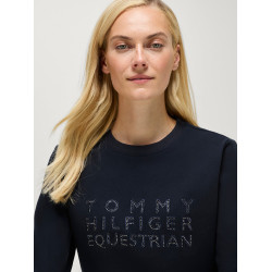 Maglia girocollo Belair con strass Tommy Hilfiger Equestrian donna Cielo del deserto Blu