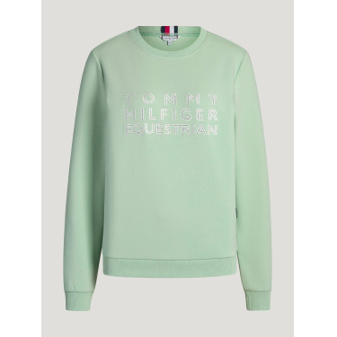 Maglia girocollo Belair con strass Tommy Hilfiger Equestrian donna Menta belair Verde