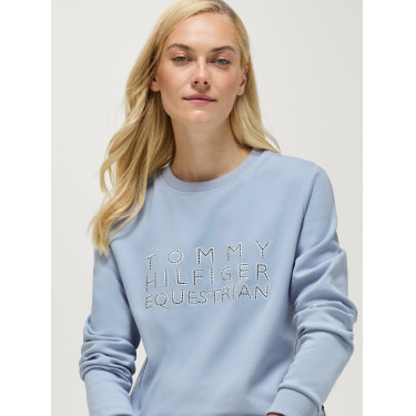 Maglia girocollo Belair con strass Tommy Hilfiger Equestrian donna Blu tenue