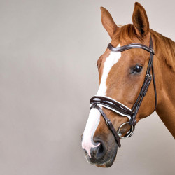Briglia Working by Dy'on Capezzina Combinata Larga Lucida Fodera Bianca Marrone