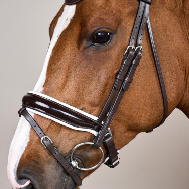 Briglia Working by Dy'on Capezzina Combinata Larga Lucida Fodera Bianca Marrone