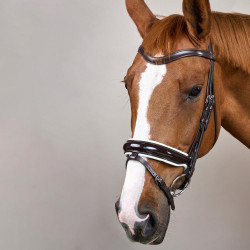 Briglia Working by Dy'on Capezzina Combinata Larga Lucida Fodera Bianca Marrone