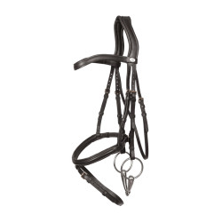 Briglia con capezzina combinata Dy'on in morbida pelle Nero