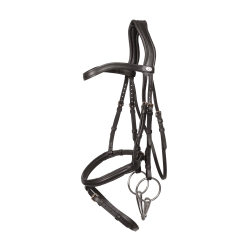 Briglia con capezzina combinata Dy'on in morbida pelle Nero