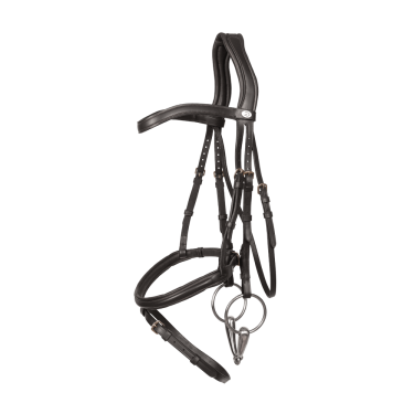 Briglia con capezzina combinata Dy'on in morbida pelle Nero