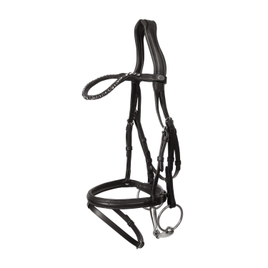 Briglia con capezzina combinata media in morbida pelle Dy'on Nero