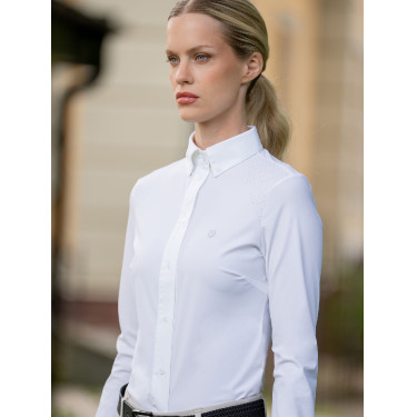 Camicia a maniche lunghe da donna Equestrian Stockholm Performance Bianco Camicia a maniche lunghe da donna Equestrian Stockholm Performance Bianco