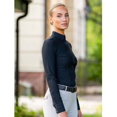 Camicia a maniche lunghe da donna Equestrian Stockholm Performance Nero Camicia a maniche lunghe da donna Equestrian Stockholm Performance Nero