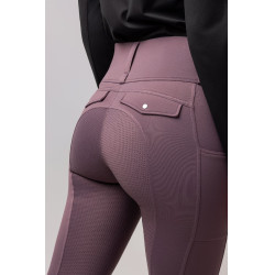 Leggings termici ibridi Horze Anya full grip Selce viola