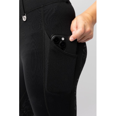 Leggings termici da bambino Horze Dea con grip completo Nero