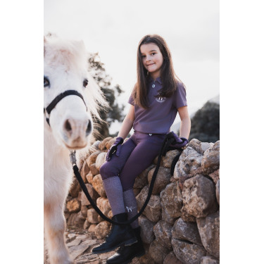 Leggings da equitazione per bambini Horze Dea Prugna nera Viola