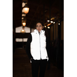 Gilet imbottito senza maniche riflettente da donna Horze Argento riflettente Gilet imbottito senza maniche riflettente da donna Horze Argento riflettente