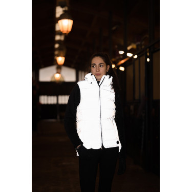 Gilet imbottito senza maniche riflettente da donna Horze Argento riflettente Gilet imbottito senza maniche riflettente da donna Horze Argento riflettente