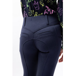 Pantaloni da equitazione Horze Mira bambino con fondo integrale Apertura Blu marino