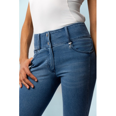 Pantaloni Horze Carolyn in denim fullgrip da donna Denim chiaro Blu