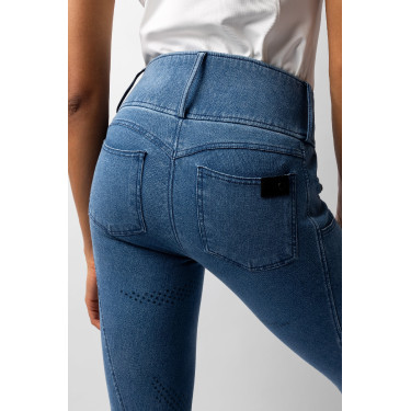 Pantaloni Horze Carolyn in denim fullgrip da donna Denim chiaro Blu