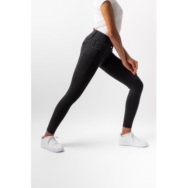 Pantaloni Horze Carolyn in denim fullgrip da donna Nero