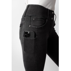 Pantaloni Horze Carolyn in denim fullgrip da donna Nero