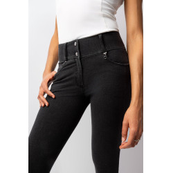 Pantaloni Horze Carolyn in denim fullgrip da donna Nero