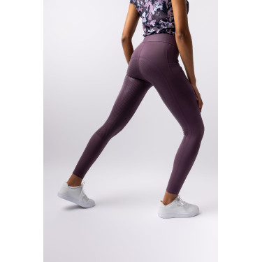 Leggings da equitazione da donna Horze Maia con fondello integrale Prugna nera Viola