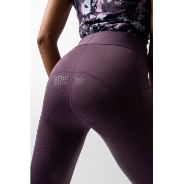 Leggings da equitazione da donna Horze Maia con fondello integrale Prugna nera Viola