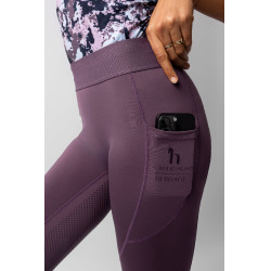 Leggings da equitazione da donna Horze Maia con fondello integrale Prugna nera Viola