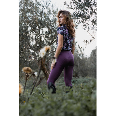 Leggings da equitazione da donna Horze Maia con fondello integrale Prugna nera Viola