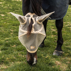 Maschera anti-mosche con cuore con orecchie e naso Kentucky Beige a quadri