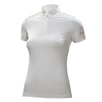 Polo da competizione Tattini donna con strass misti Bianco