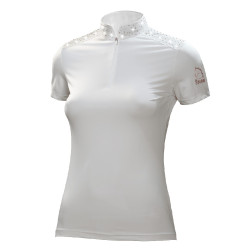 Polo da competizione Tattini donna con strass misti Bianco