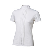 Polo da gara Tattini per ragazza con file di strass Bianco Polo da gara Tattini per ragazza con file di strass Bianco