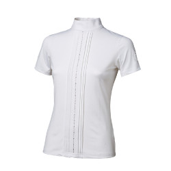 Polo da gara Tattini per ragazza con file di strass Bianco