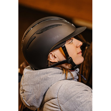 Casco Equithème Agris visiera larga Nero argentato